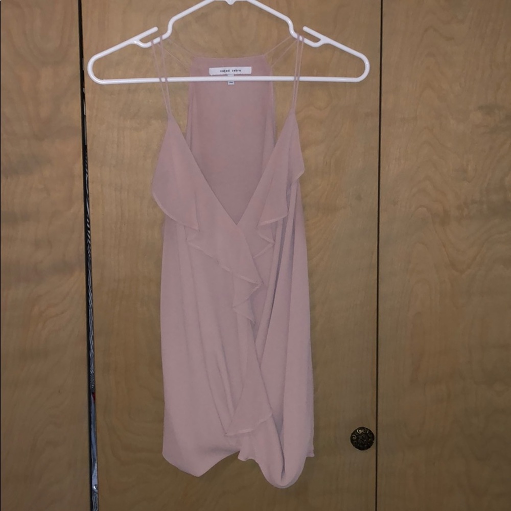 Naked Zebra Surplice Ruffle Tank